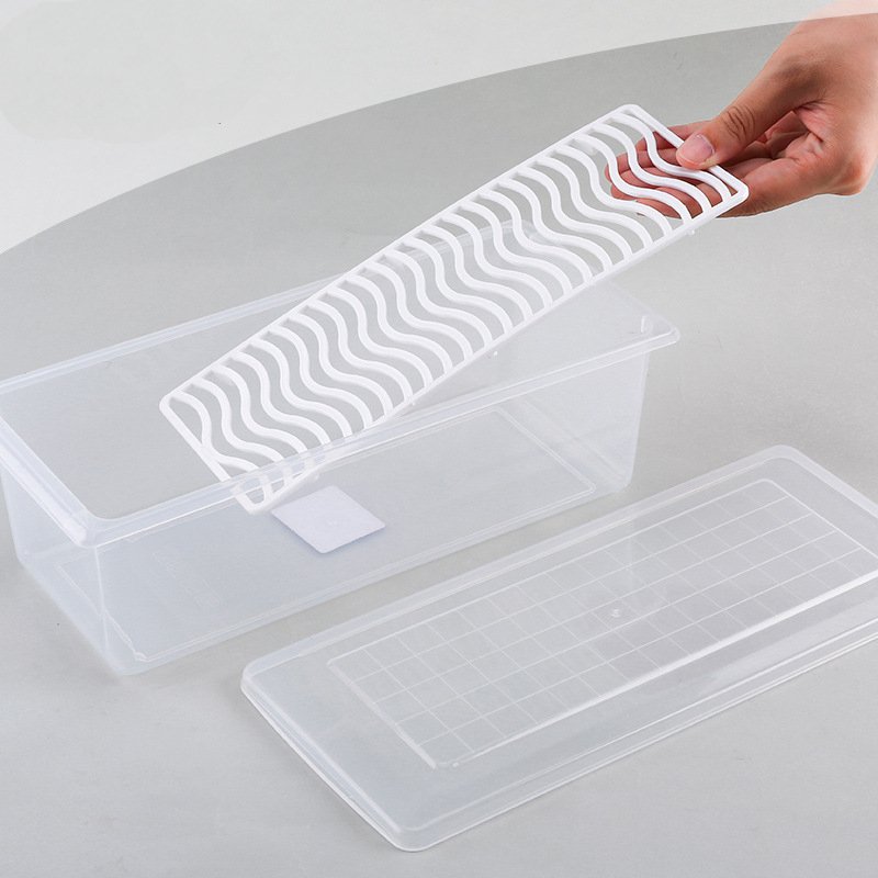 Fridge Fresh-keeping Two-layer Drain Box Organizer with Lid Plastic Food Storage Containers