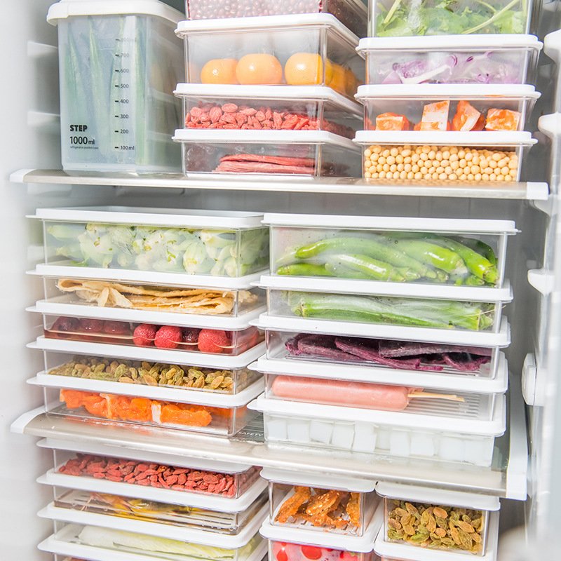 Kitchen Refrigerator Storage Containers with Lids Plastic Food Storage Box Transparent Sealed Box