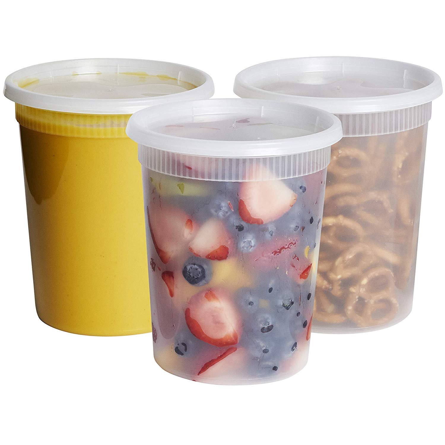 Plastic deli food packaging containers, airtight food storage container set with lid