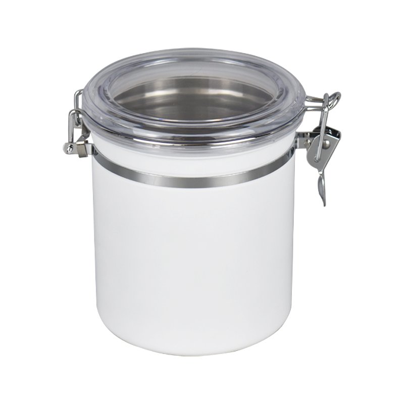 Custom Black Color Kitchen Storage 4.7inch Tea Sugar Bean Jar Food Canister Stainless Steel Coffee Canister Set with Clamp Lid