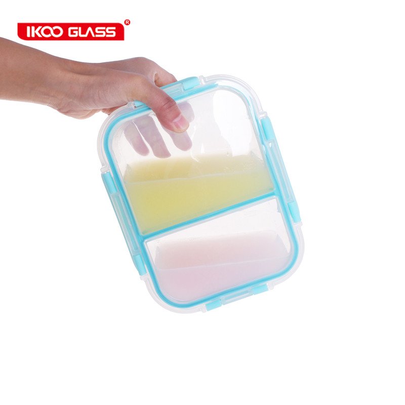 Top Seller Lunch Box Plastic lid Microwave Safe Meal Prep Glass Food Container Storage with 2 Compartments