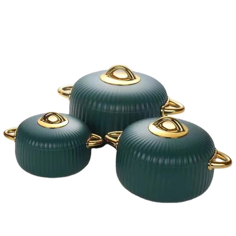 Keep Warm Casserole Set Brown Marble Pattern 1L 2L 3.5L Stainless Steel Food Keep Fresh Container 3 Pcs Set