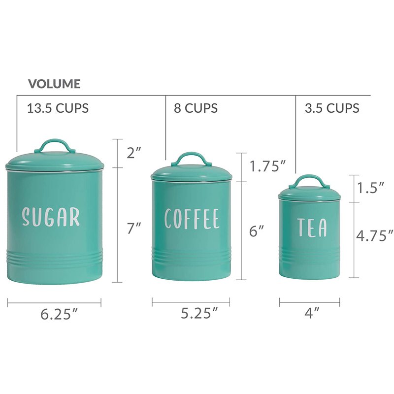 KSY Hot Sale Metal Kitchen Food Storage Tin Coffee Tea Sugar Organizer Airtight Food Canister Set