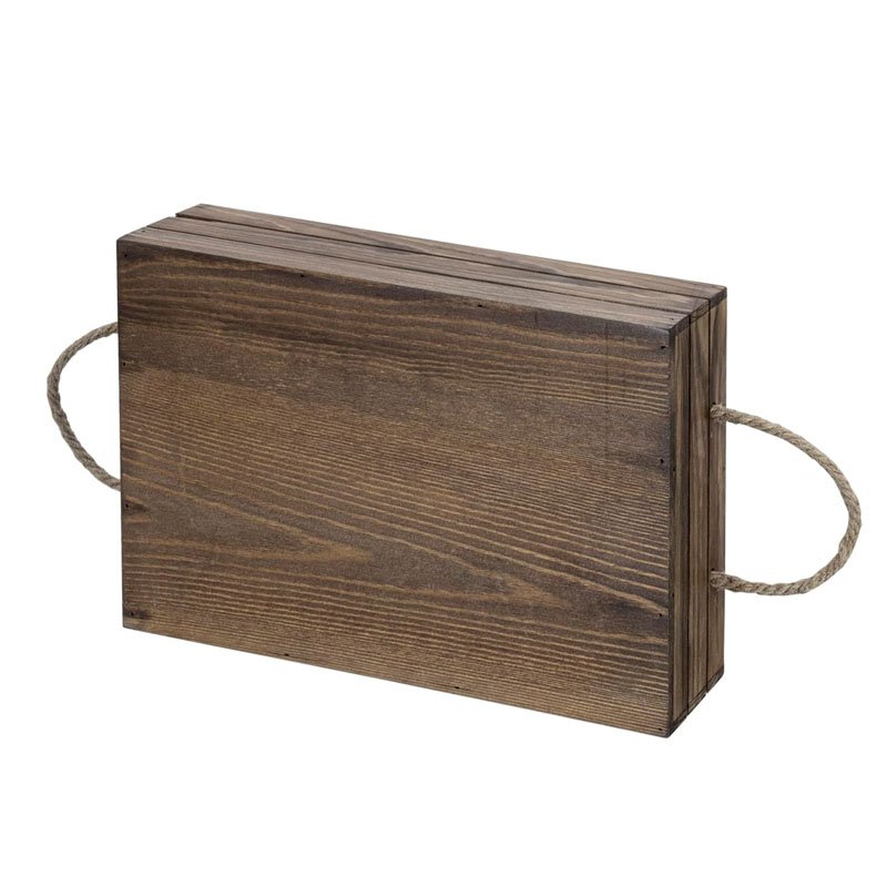 Wood Storage Box For Storage Basket With Rope Handles Wood Book Cabinet Organizer Rustic Brown Wood Decorative Storage Bin