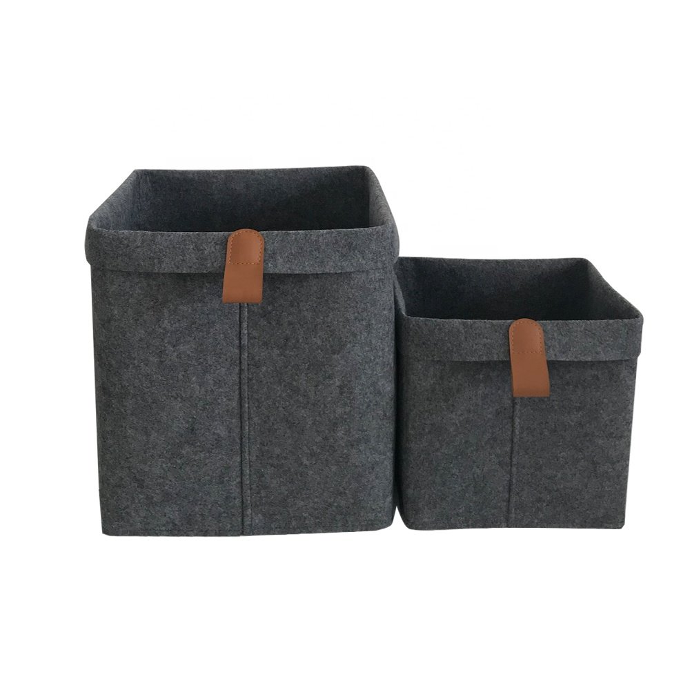 Customized Folding Felt Storage Bag basket Box Felt Cube Bin for Toys and book