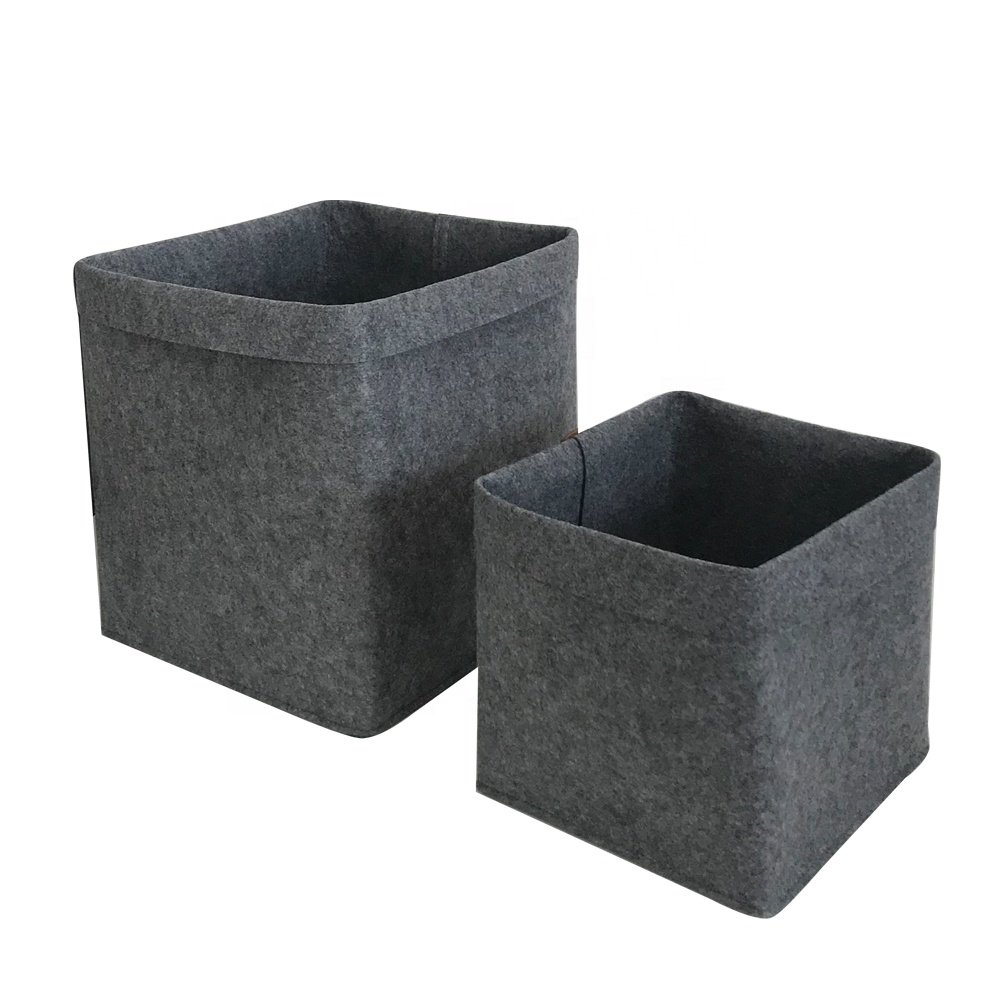 Customized Folding Felt Storage Bag basket Box Felt Cube Bin for Toys and book