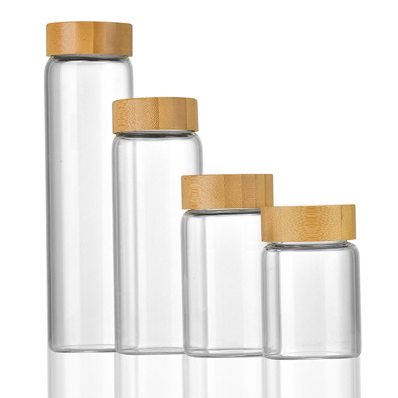 Wholesale Spot High Borosilicate 140ml 180ml 250ml 280ml 300ml 360ml 400ml 520ml vacuum food storage container with bamboo Lid