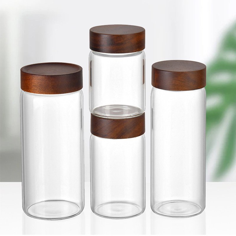 Wholesale Spot High Borosilicate 140ml 180ml 250ml 280ml 300ml 360ml 400ml 520ml vacuum food storage container with bamboo Lid