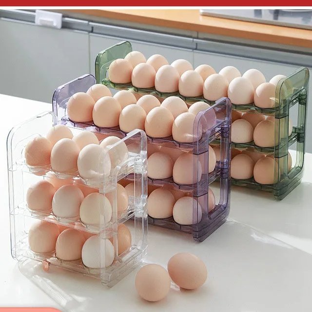 Kitchen PET Egg Storage Holder Organizer Tray Egg Storage Box Refrigerator Crisper Drawer