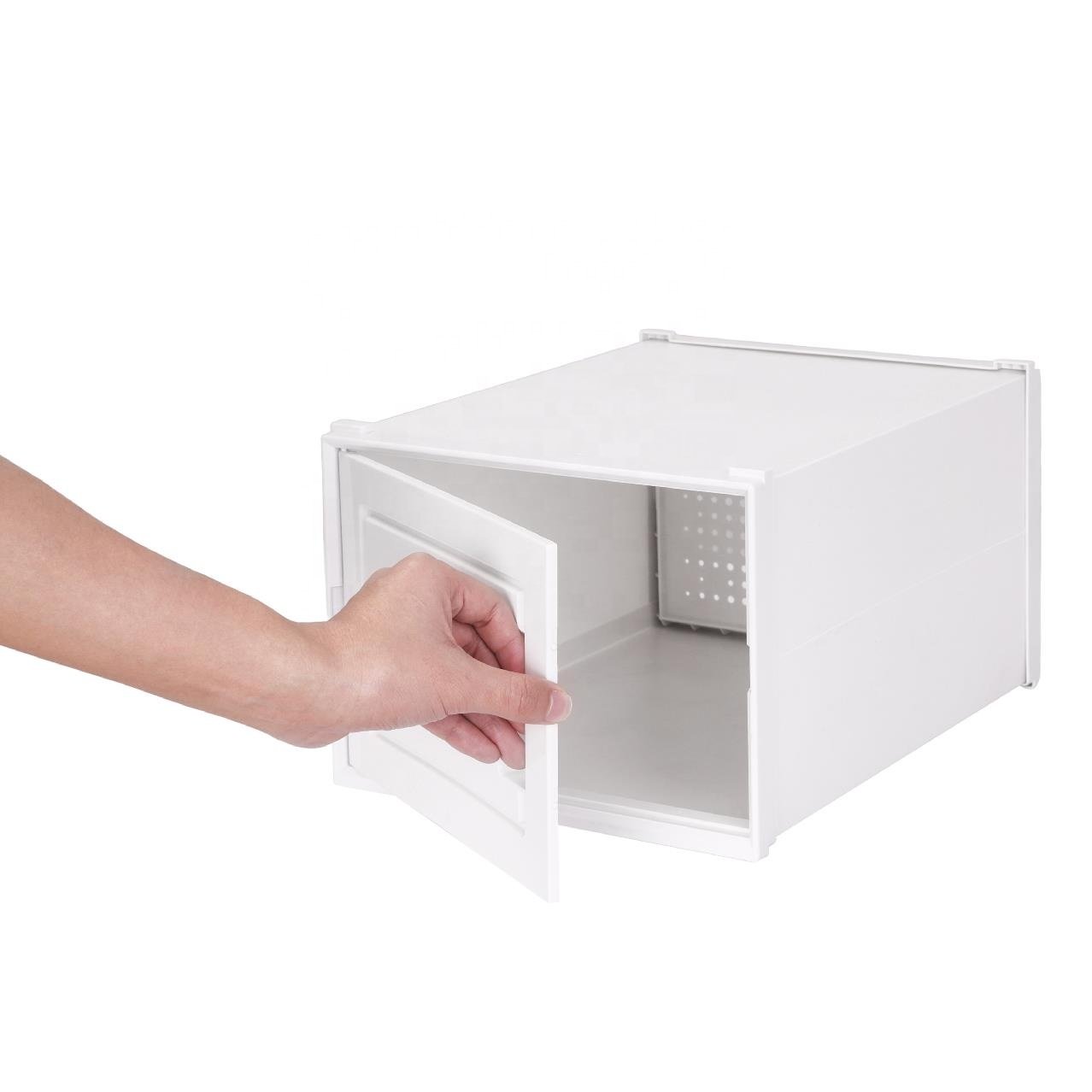 Foldable Side Open Custom Organizer Case Giant Transparent Plastic Clear Sneaker Plastic Display Shoe Storage Box