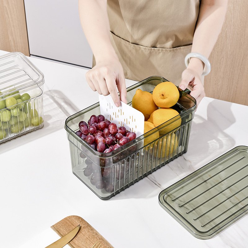 Wholesale Price Cheap Plastic Food Container Refrigerator Storage Crisper Transparent White Box