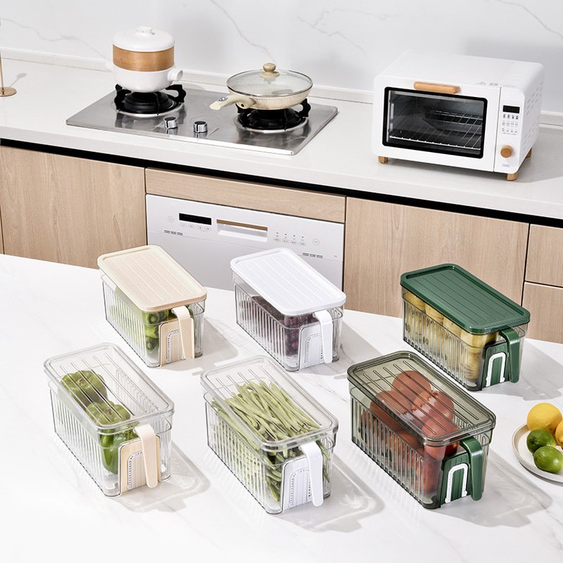 Wholesale Price Cheap Plastic Food Container Refrigerator Storage Crisper Transparent White Box