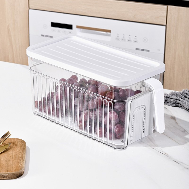 Wholesale Price Cheap Plastic Food Container Refrigerator Storage Crisper Transparent White Box