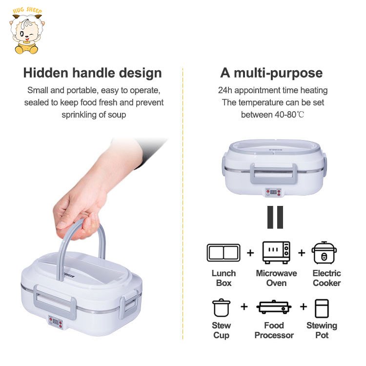 Vehicle Portability Eco-friendly Electric Heated Lunch Box Food Grade Stainless Steel Storage Boxes & Bins Plastic Multifunction