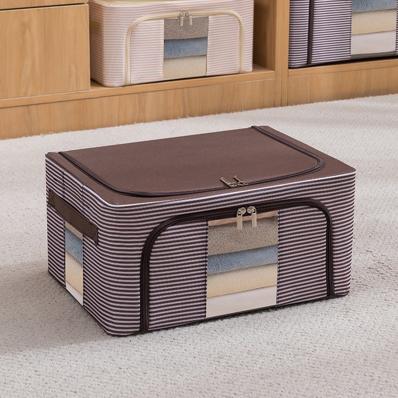 The industry golden supplier bin storage Foldable Quilt Storage Box Fabric Steel Frame Quilts Toys Storage closet organizer idea
