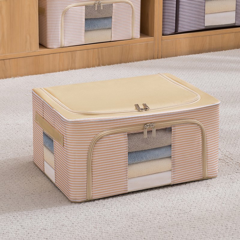 The industry golden supplier bin storage Foldable Quilt Storage Box Fabric Steel Frame Quilts Toys Storage closet organizer idea