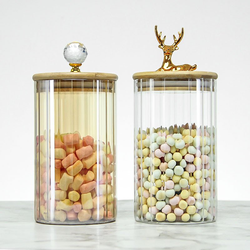 AHMH Wholesale Home Organization Household Baby Bottles Jars Glass Food Storage Container With Bamboo Lids