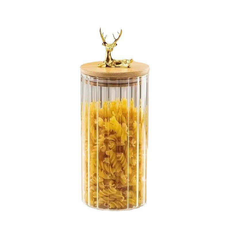 AHMH Wholesale Home Organization Household Baby Bottles Jars Glass Food Storage Container With Bamboo Lids