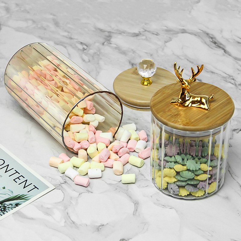 AHMH Wholesale Home Organization Household Baby Bottles Jars Glass Food Storage Container With Bamboo Lids