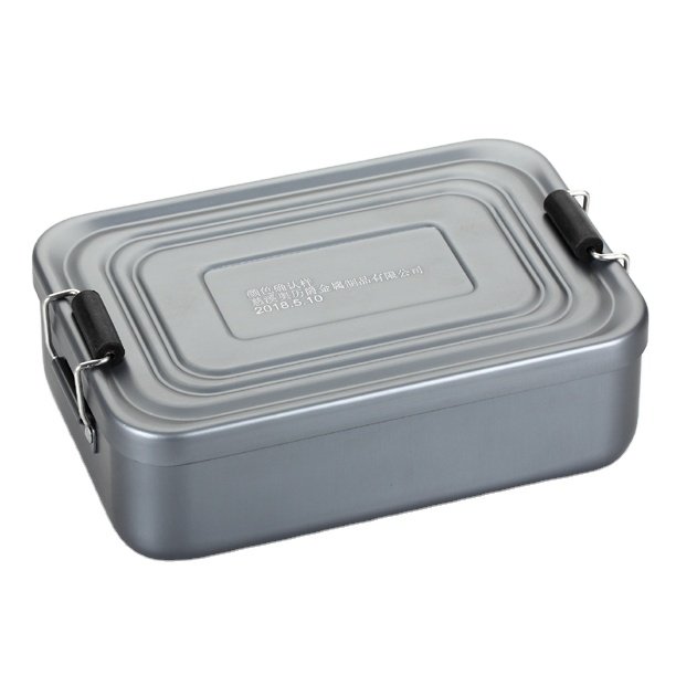 Custom Logo Metal Food Storage Box Wholesale Camping Portable Aluminum Food Container Kids Bento Box Tiffin Lunch Box For School