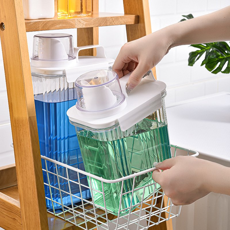 Hot sale Silicone Airtight food Storage box Laundry liquid washing powder household plastic bucket with spoon lid storage