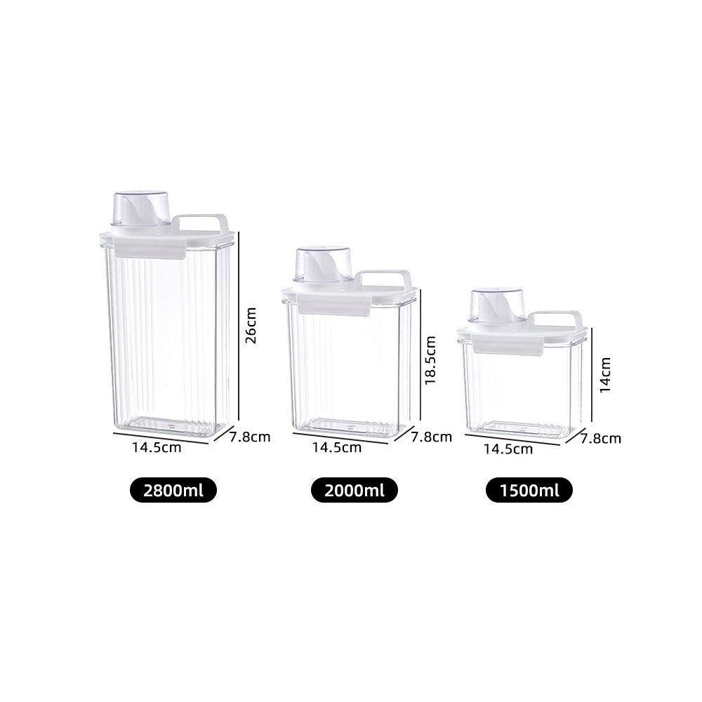 Hot sale Silicone Airtight food Storage box Laundry liquid washing powder household plastic bucket with spoon lid storage