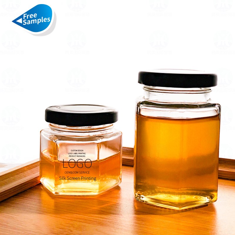 Wholesale 40ml 60ml 80ml 100ml 160ml 260ml 360ml Clear Glass Food Storage Jar for Honey Jam Pickle Cereal with Metal Screw Lid