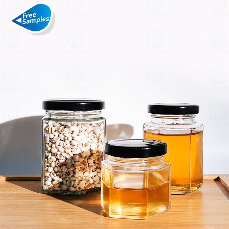 Wholesale 40ml 60ml 80ml 100ml 160ml 260ml 360ml Clear Glass Food Storage Jar for Honey Jam Pickle Cereal with Metal Screw Lid