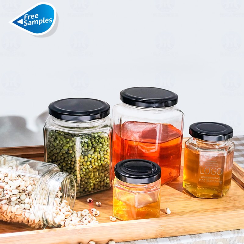 Wholesale 40ml 60ml 80ml 100ml 160ml 260ml 360ml Clear Glass Food Storage Jar for Honey Jam Pickle Cereal with Metal Screw Lid