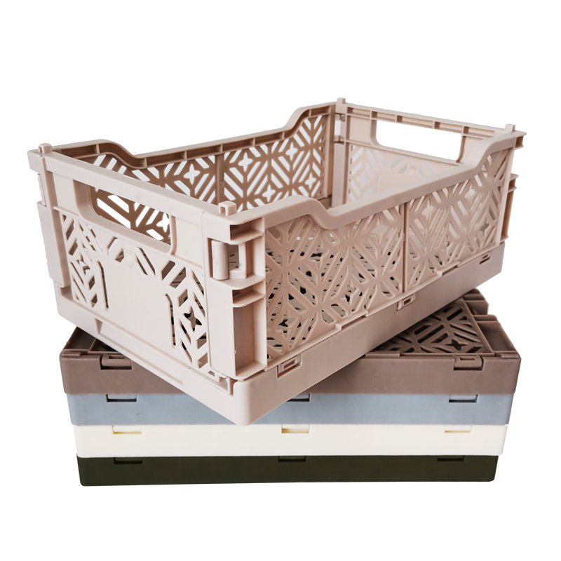 Home living mini Crate Stacking Folding Storage Baskets Mini Plastic Baskets for Office Desk Organizers