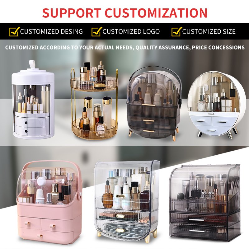 New Design Waterproof Dustproof Plastic Makeup Organizer with Handle And Lid Separable Cosmetic Storage Box