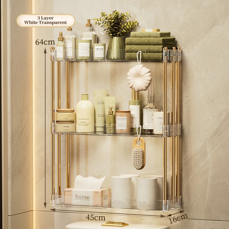 2-3 Tier Plastic Shelf Simple Kitchen Wall Mounted Shelf for Kitchen Bathroom Bathroom