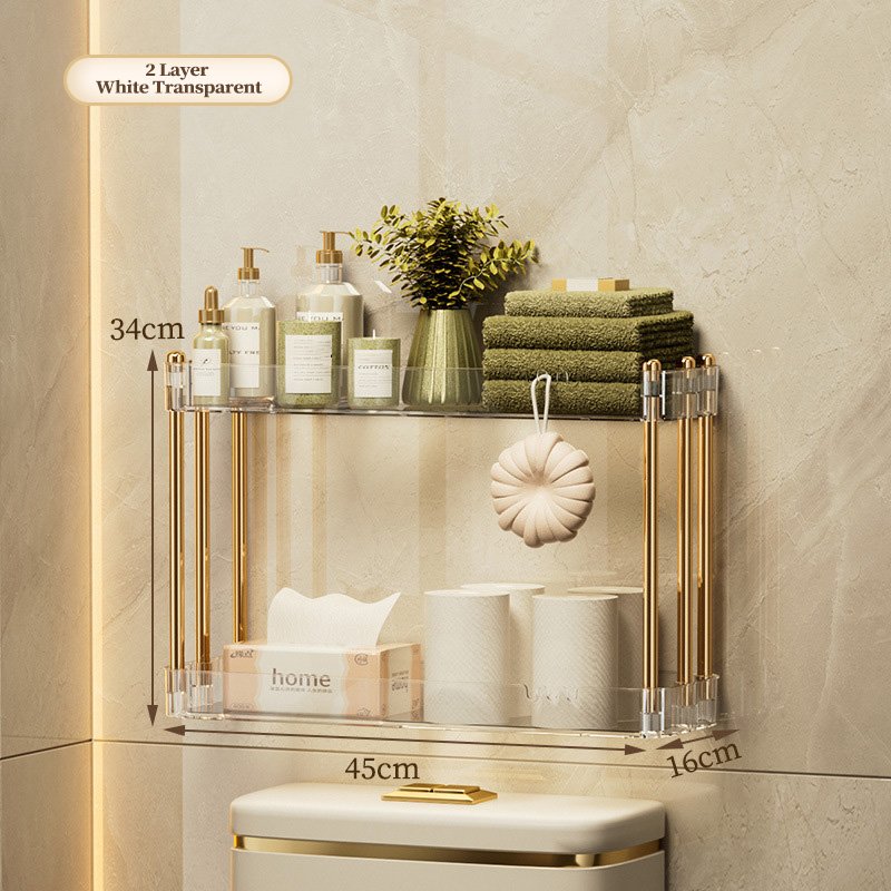 2-3 Tier Plastic Shelf Simple Kitchen Wall Mounted Shelf for Kitchen Bathroom Bathroom