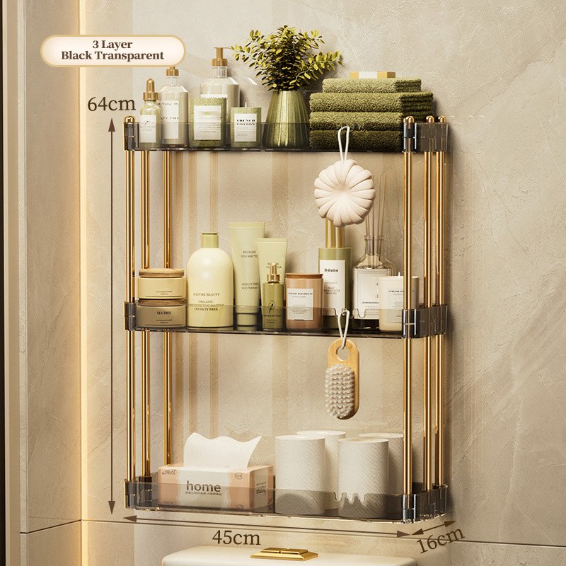 2-3 Tier Plastic Shelf Simple Kitchen Wall Mounted Shelf for Kitchen Bathroom Bathroom