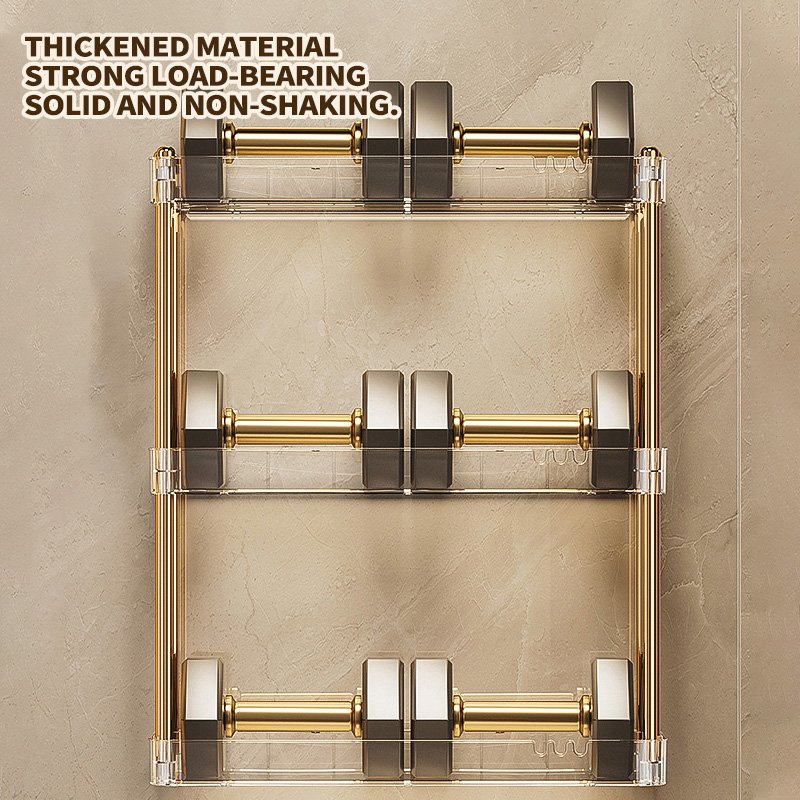 2-3 Tier Plastic Shelf Simple Kitchen Wall Mounted Shelf for Kitchen Bathroom Bathroom