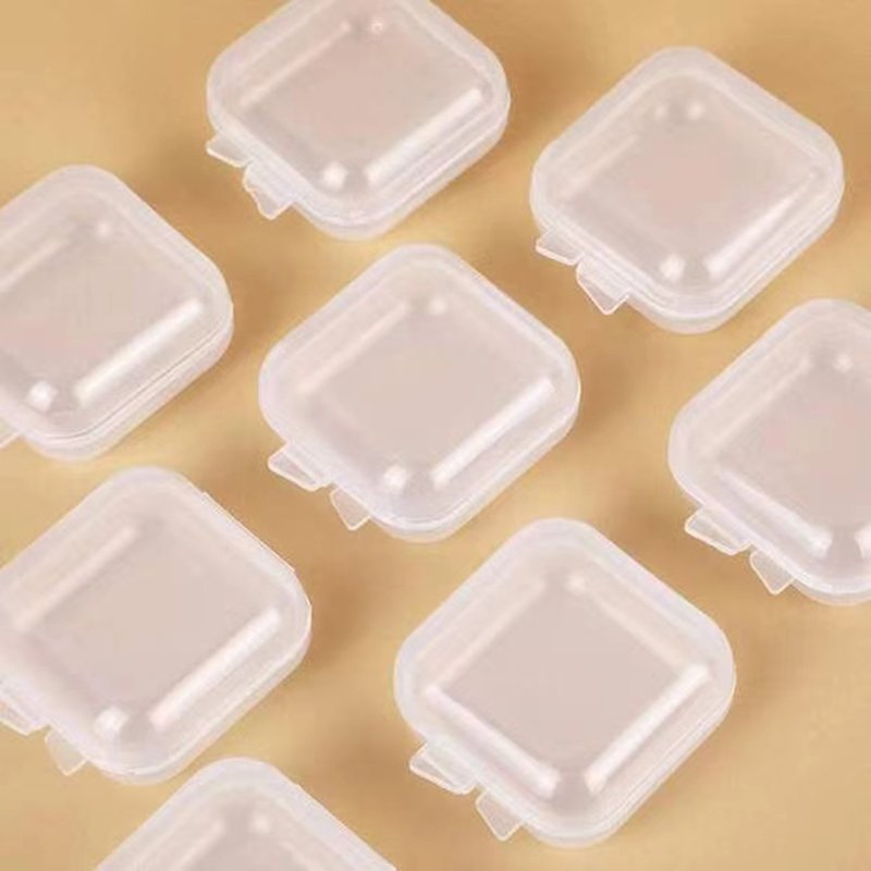 Manufacturer Direct Sales Plastic Transparent Small Square Box Rectangle Mini Storage Jewelry and Earplug Case