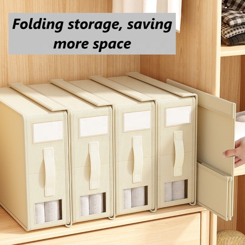 2024 New Arrival Home Felt Comforter Non-Woven Fabric Velcroer Bins Organiser PP Board Cubes Storage Boxes With Handle Lids