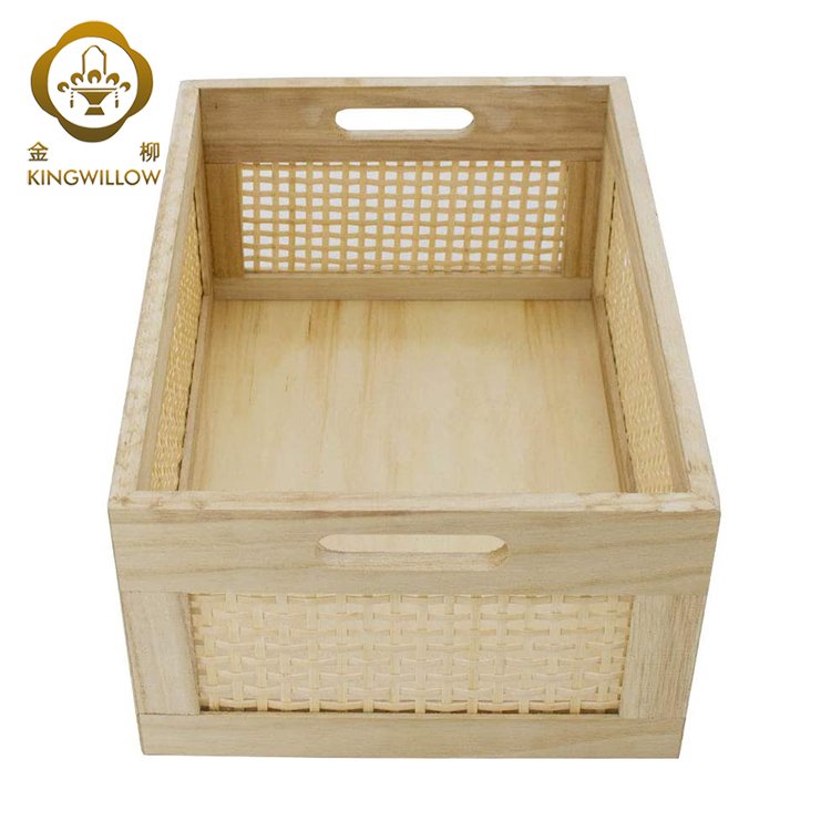 Hot Selling Wholesale Hot Selling Poplar Wood Storage Basket Woven Storage Box Sundries Storage Bin In Stock