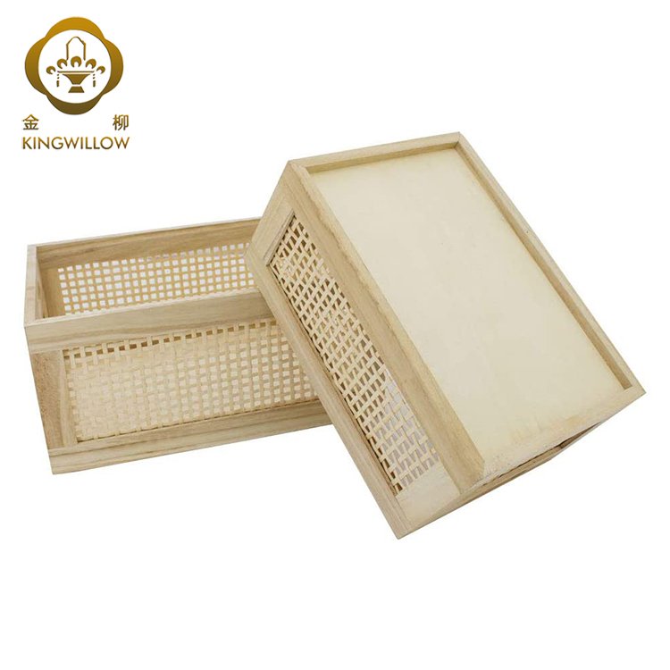 Hot Selling Wholesale Hot Selling Poplar Wood Storage Basket Woven Storage Box Sundries Storage Bin In Stock