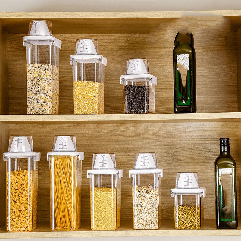 PET Airtight Food Storage Containers Plastic Cereal Containers with Easy Buckle Lids Kitchen Pantry Organizer Bins and Boxes