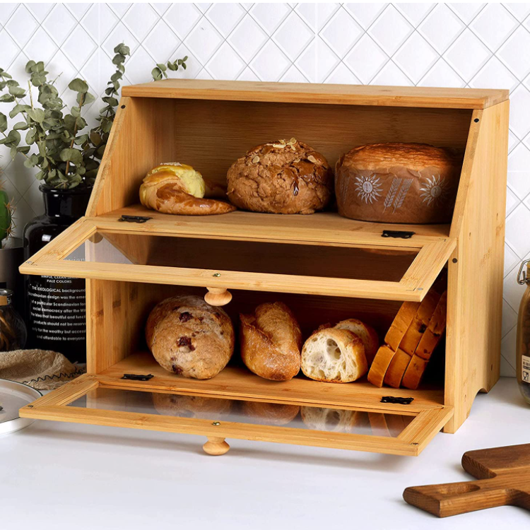 Top Sale Guaranteed Quality Popular Bamboo Bread Storage Box With Bamboo Lid