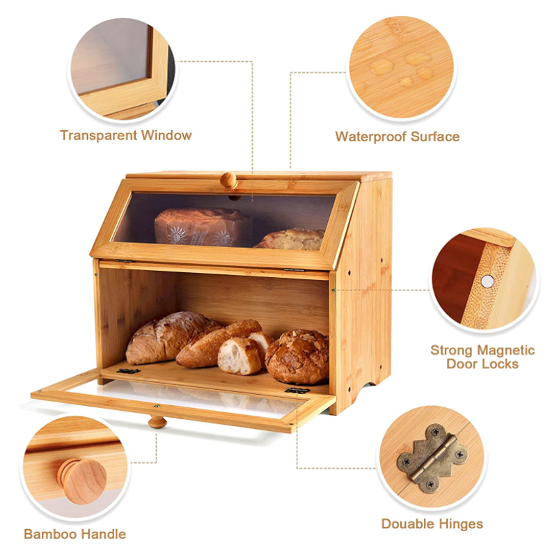 Top Sale Guaranteed Quality Popular Bamboo Bread Storage Box With Bamboo Lid