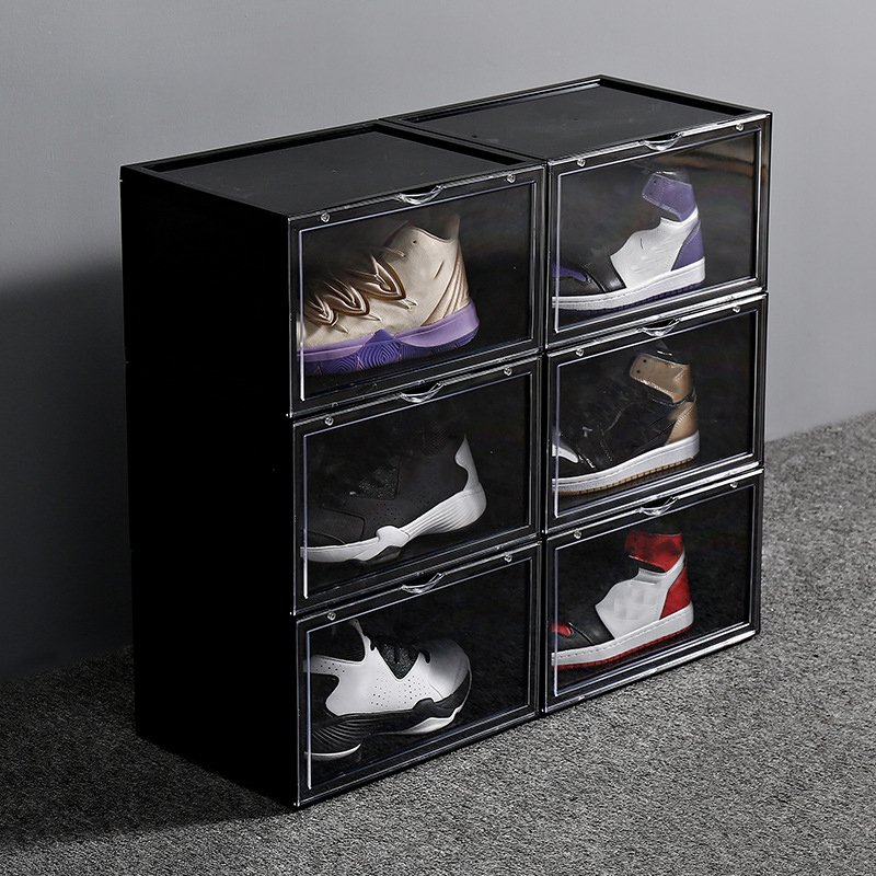Hot Sale Drop Front Clear Sneaker Storage Box Acrylic Transparent Magnetic Plastic Sneaker Box stackable custom shoe box