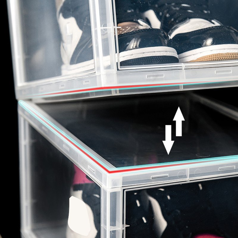 Hot Sale Drop Front Clear Sneaker Storage Box Acrylic Transparent Magnetic Plastic Sneaker Box stackable custom shoe box