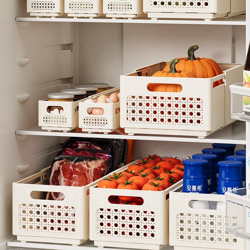 Home Kitchen Deep Storage Cabinets Right-Angle Retractable Organizing Boxes Plastic Tabletops Storage Baskets Cosmetics