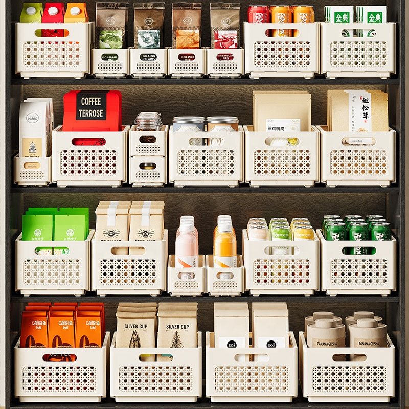 Home Kitchen Deep Storage Cabinets Right-Angle Retractable Organizing Boxes Plastic Tabletops Storage Baskets Cosmetics