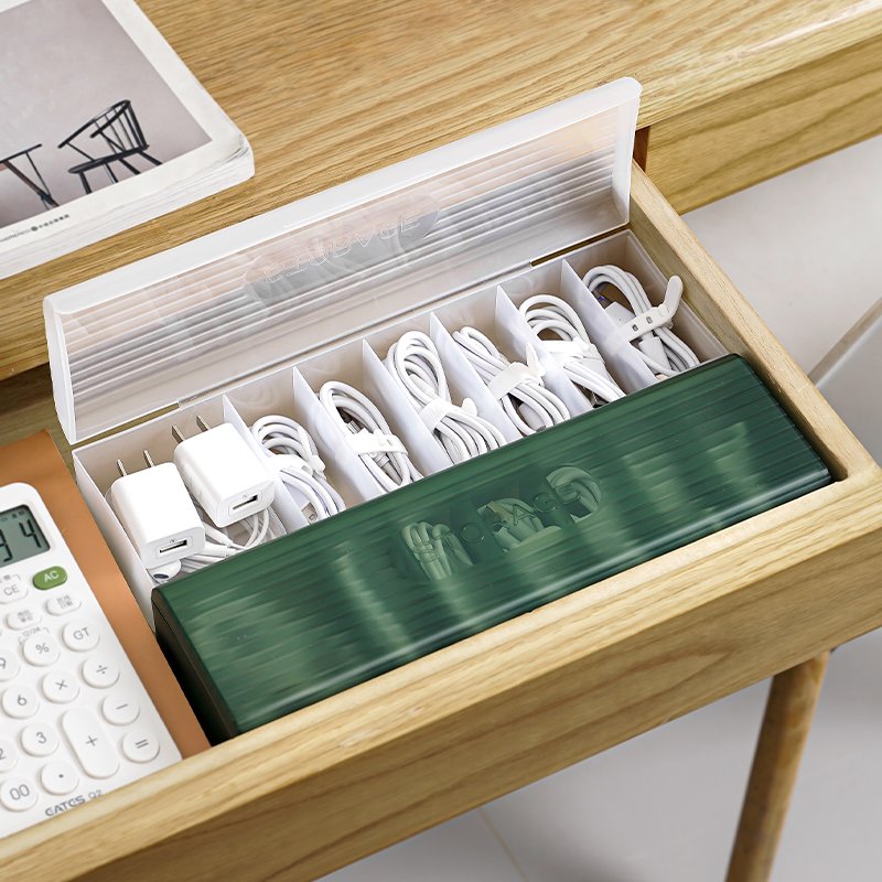7 grids arrangement desktop data mobile phone charger charging cable wire organizer storage box