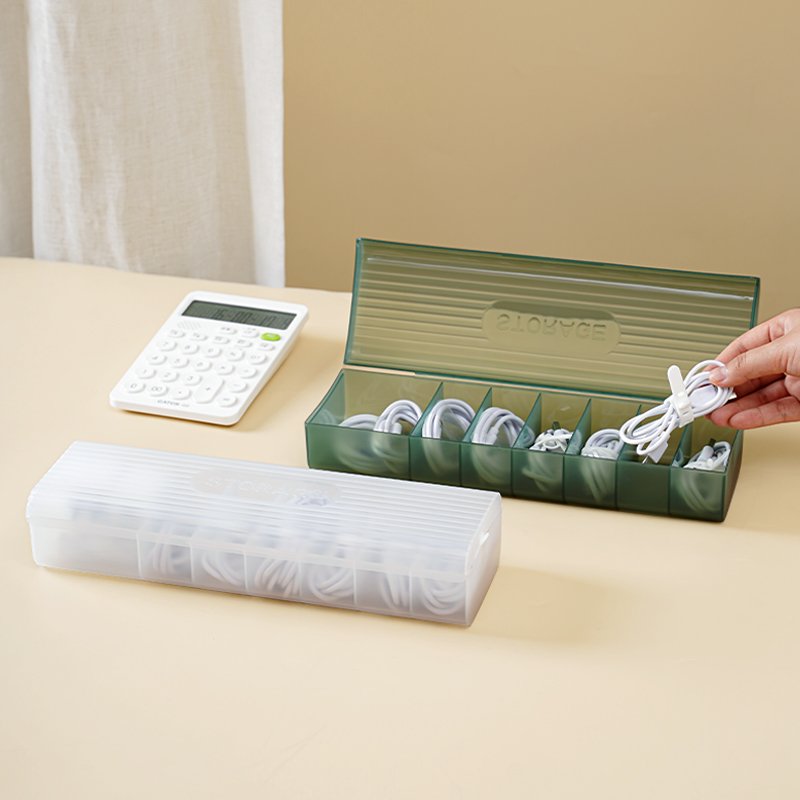 7 grids arrangement desktop data mobile phone charger charging cable wire organizer storage box