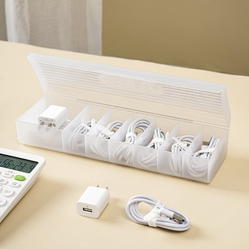 7 grids arrangement desktop data mobile phone charger charging cable wire organizer storage box