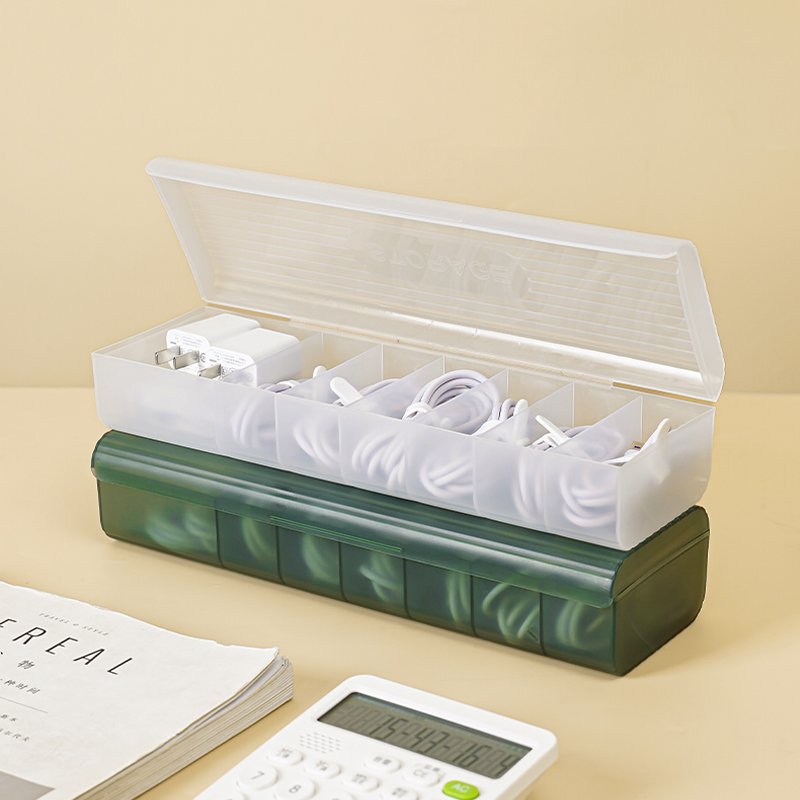 7 grids arrangement desktop data mobile phone charger charging cable wire organizer storage box